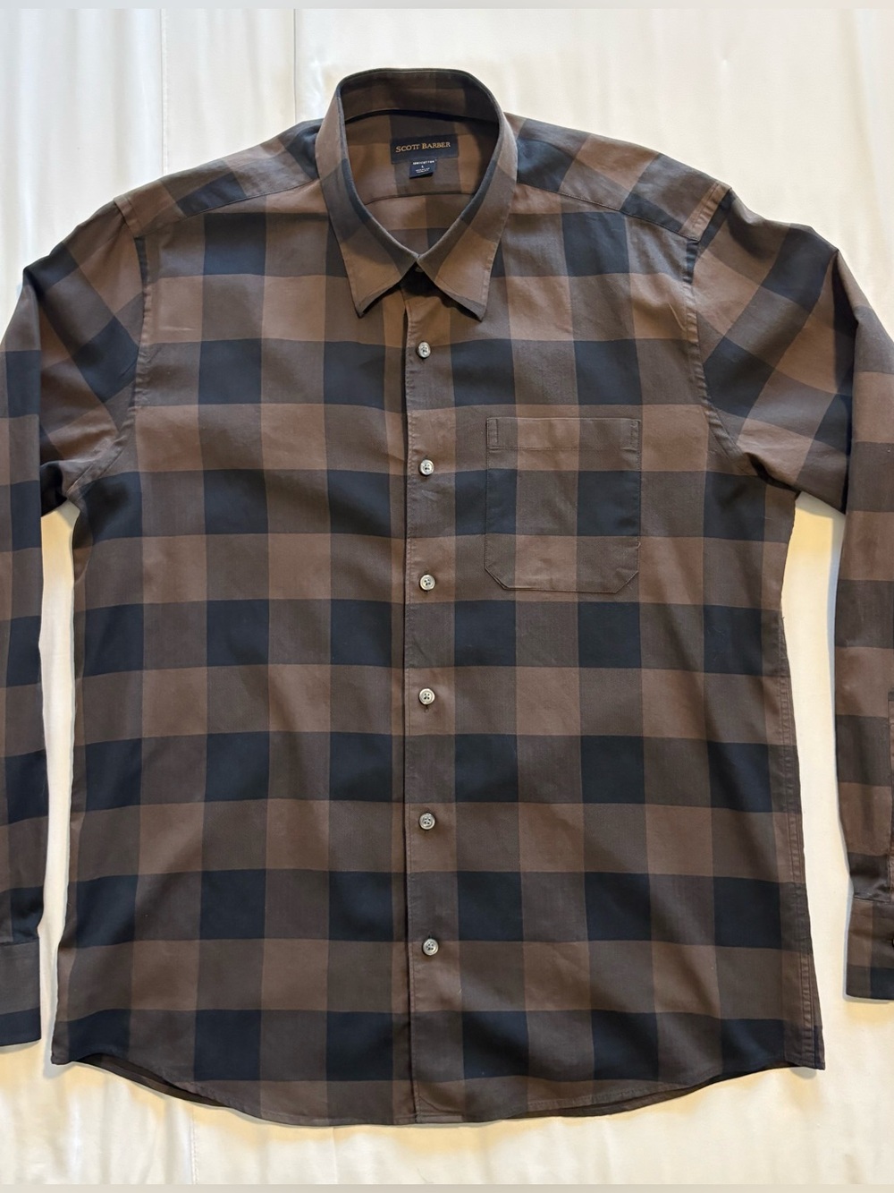 Scott Barber Brown Buffalo Plaid Button-Down Shirt